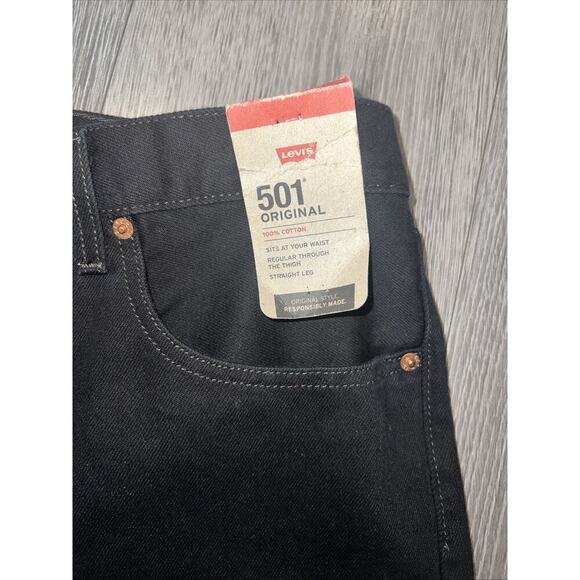 Levis 501 Button Fly Jeans 38x32 Black New W/ Tags Mens Authentic Original - Picture 3 of 8